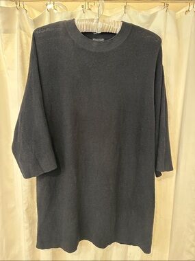 Eileen Fisher Black Crewneck Linen Sweater